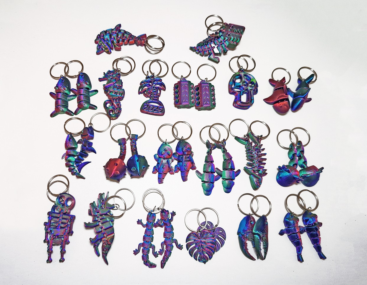 40pc 3D-Printed Keychains